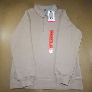 Mondetta Tan Collared Long Sleeve Pullover Womens Size Medium NEW